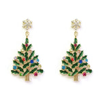 GREEN COLOR COATED METAL CHRISTMAS TREE EARRINGS