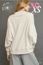 Ecru LuxeKnit Collared Pullover