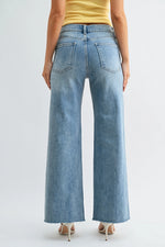 Just USA Long Length Scissor Cut Wide Leg - Medium Denim