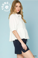 Peplum Zip Up Blouse