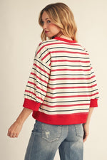 Whitt Striped Knit Top- Red/Black