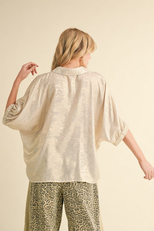 Pearl Metallic Dolman Sleeve Top
