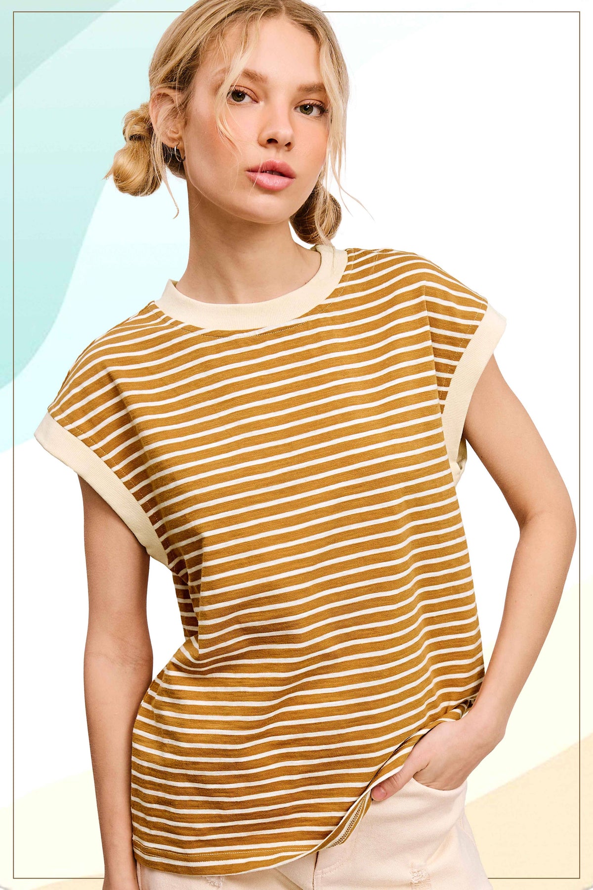 Nautical Cap Sleeve Striped Top