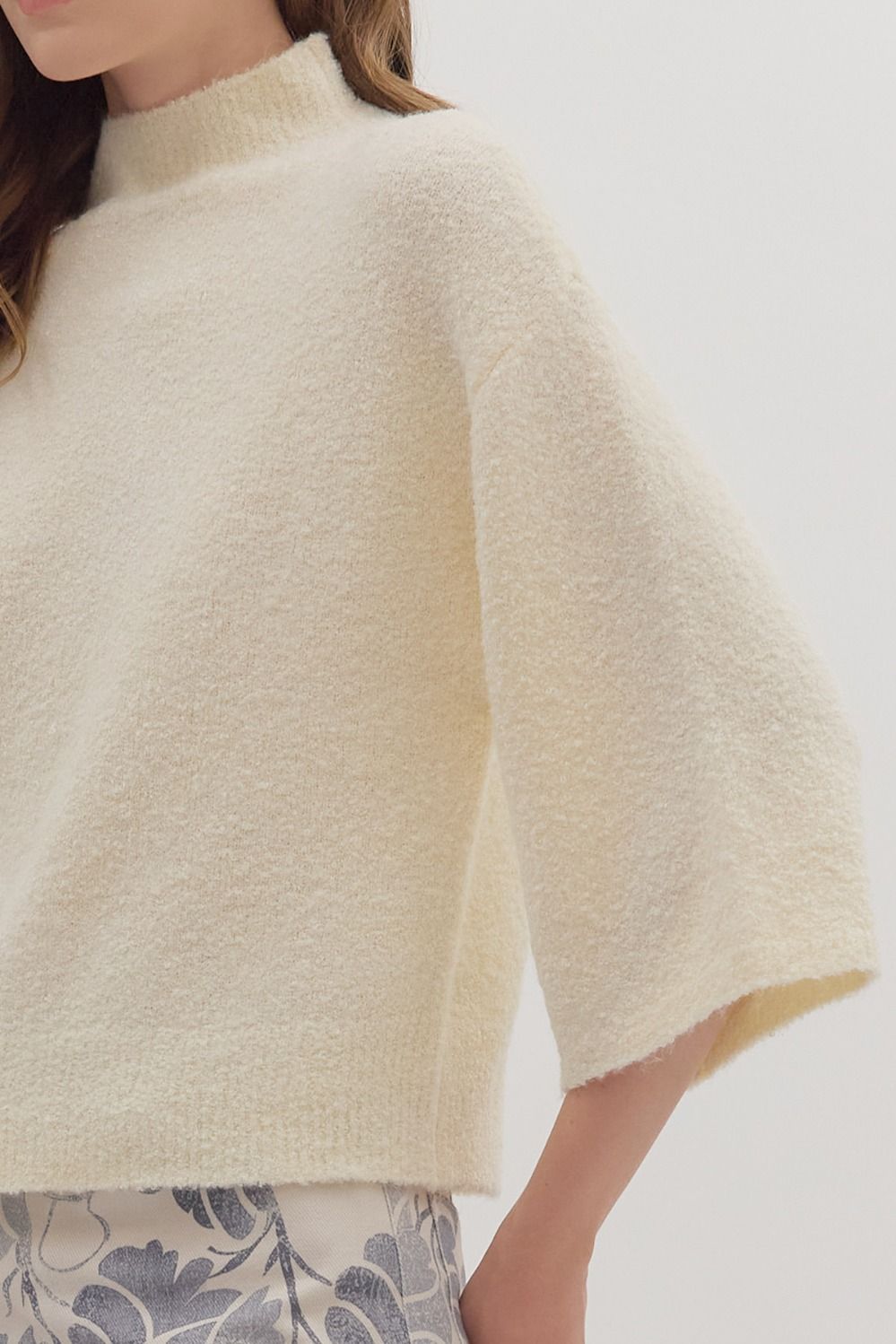 CREAM MOCK NECK SWEATER