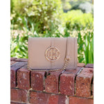Cecilia Circle Logo Handbag Taupe by Caroline Hill