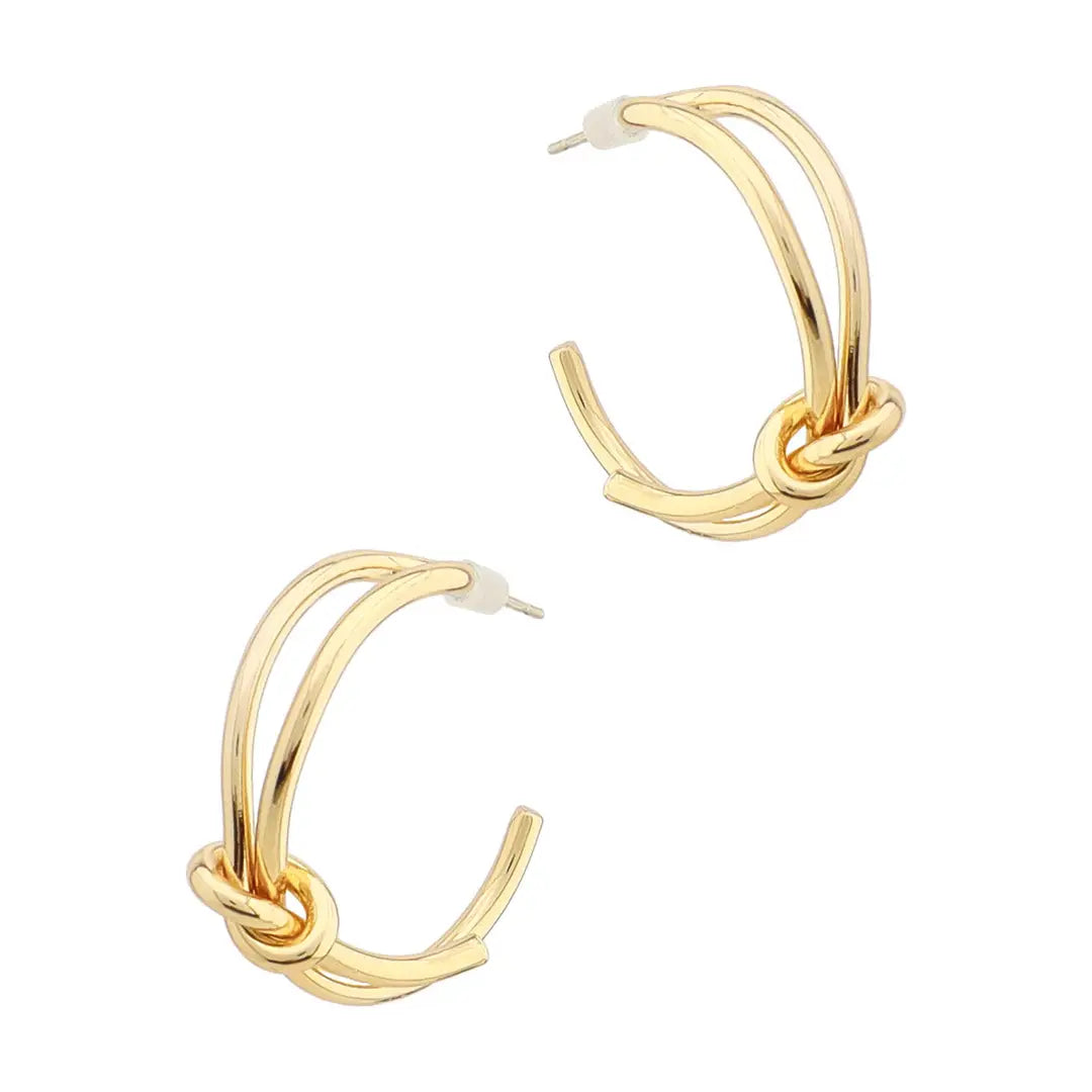 GOLD KNOTTED HOOP EARRINGS