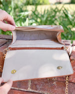 Cecilia Circle Logo Handbag Saddle by Caroline Hill