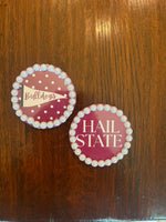 MSU Polka Dot Bulldogs Pearl Trim Game Day Button