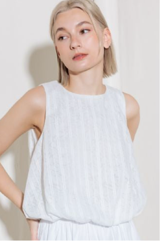 SIENNA LACE TOP WITH BUBBLE HEMLINE