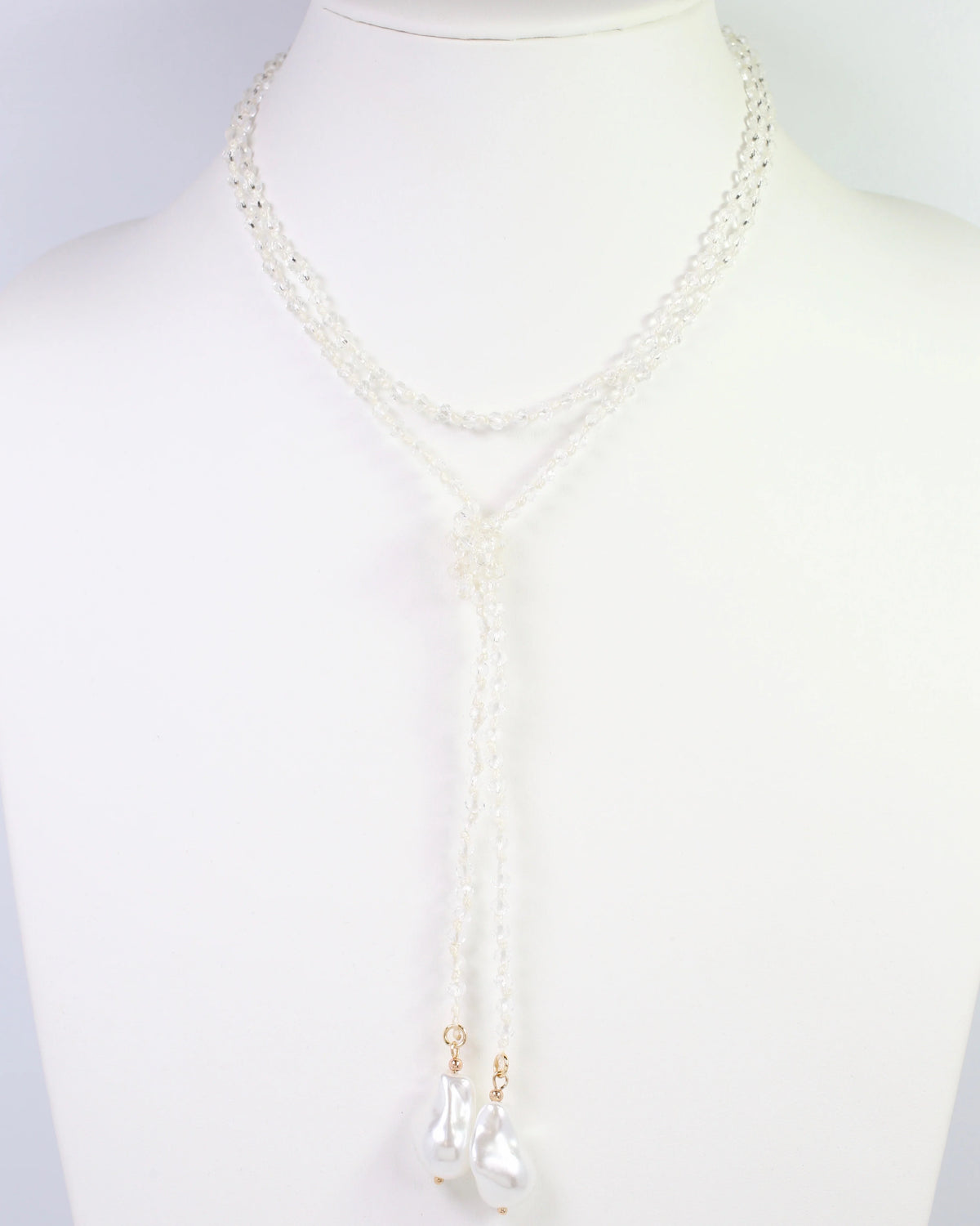 Niagara Falls Baroque Pearl Beaded Necklace- WHITE