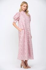 Floral High Ruffled Mock Neck Button Down Maxi Dress by Fate