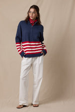 Nantucket Half Zip Stripe Detail Sweater