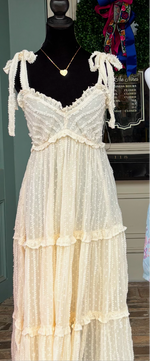 Ivory Lace Maxi with Self Tie Shoulder Straps