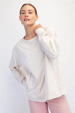 RAE MODE OVERSIZED COTTON SLUB LONG SLEEVE TOP -BONE