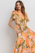 Floral Print Tiered Ruffle Maxi