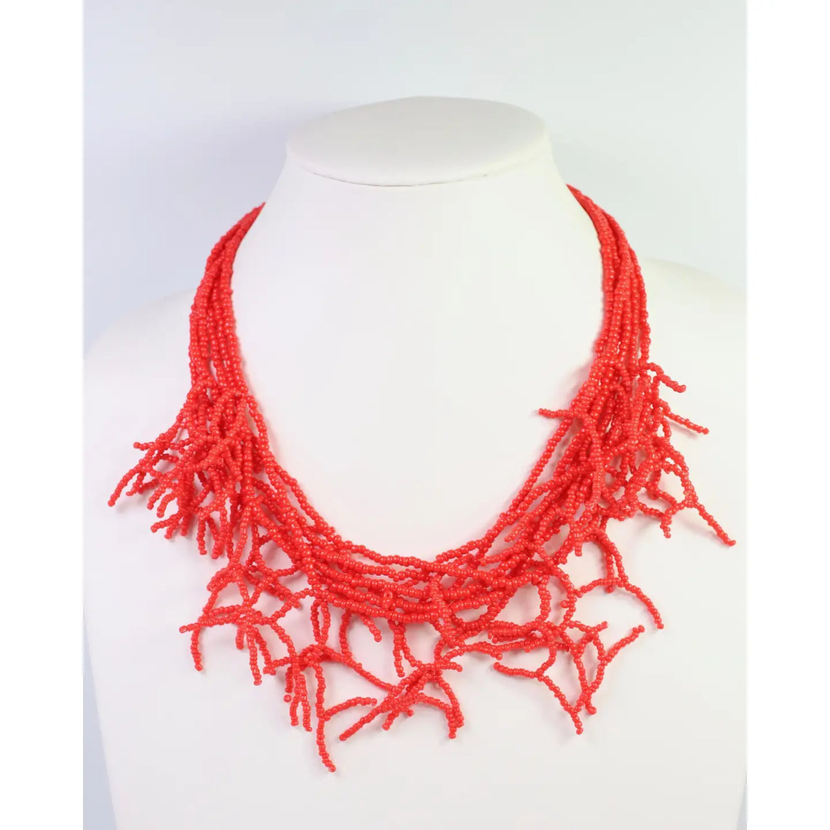 Highland Seed Bead Layered Necklace Red