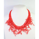 Highland Seed Bead Layered Necklace Red