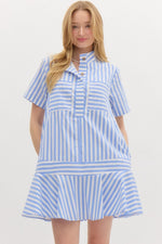 Seaside Striped Button Down Swing Mini Dress