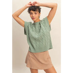 Sleeveless Oversized Cable knit Sweater Vest * Sage or Cream