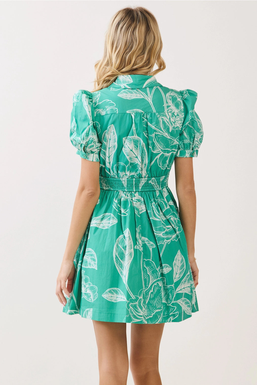 Adeline Floral Print Collared Neckline Side Pockets Dress