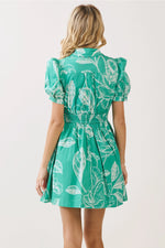 Adeline Floral Print Collared Neckline Side Pockets Dress