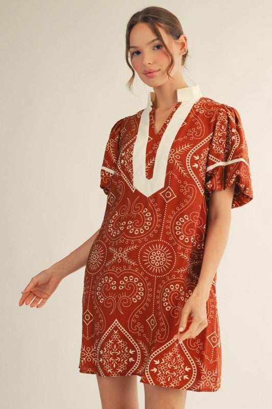 Aisha Boho Print Shift Dress