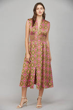GEORGIA OLIVE AND PINK ZIP FRONT DRESS BY FATE