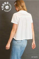 Waffle Knit Collared Top