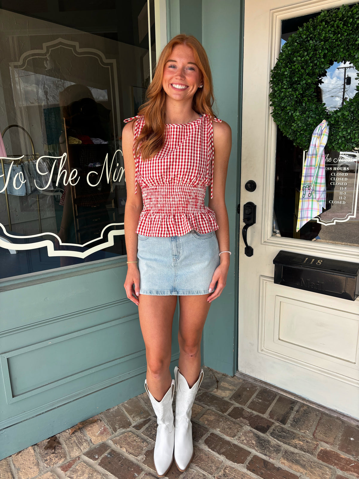 Lala Gingham Top - Red