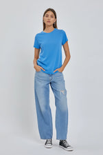 Garmet Dyed Slub Tshirt -available in Poppy Red, Banana, Pink, White or Blue