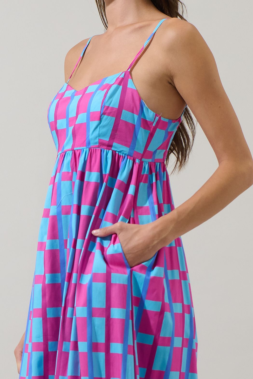 Marvy Checker Cabana Flowy Maxi Dress