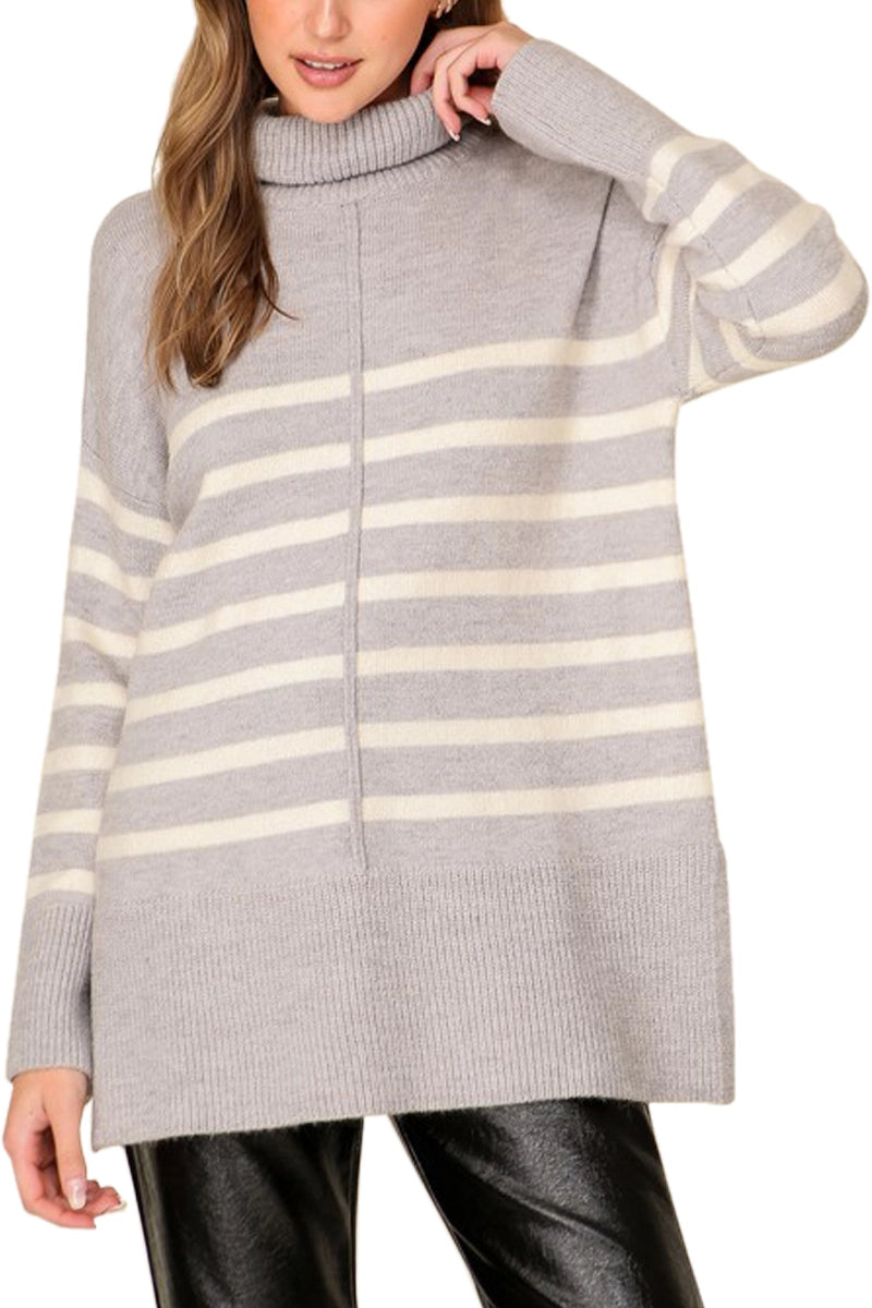 Striped Turtleneck Sweater