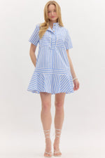 Seaside Striped Button Down Swing Mini Dress