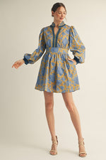 Marigold Ruffle Neck Floral Dress