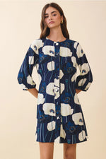 Bold Floral Print Button Down Button Front Dress