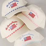 Flag Embroidered Rope Trucker Hat - Red