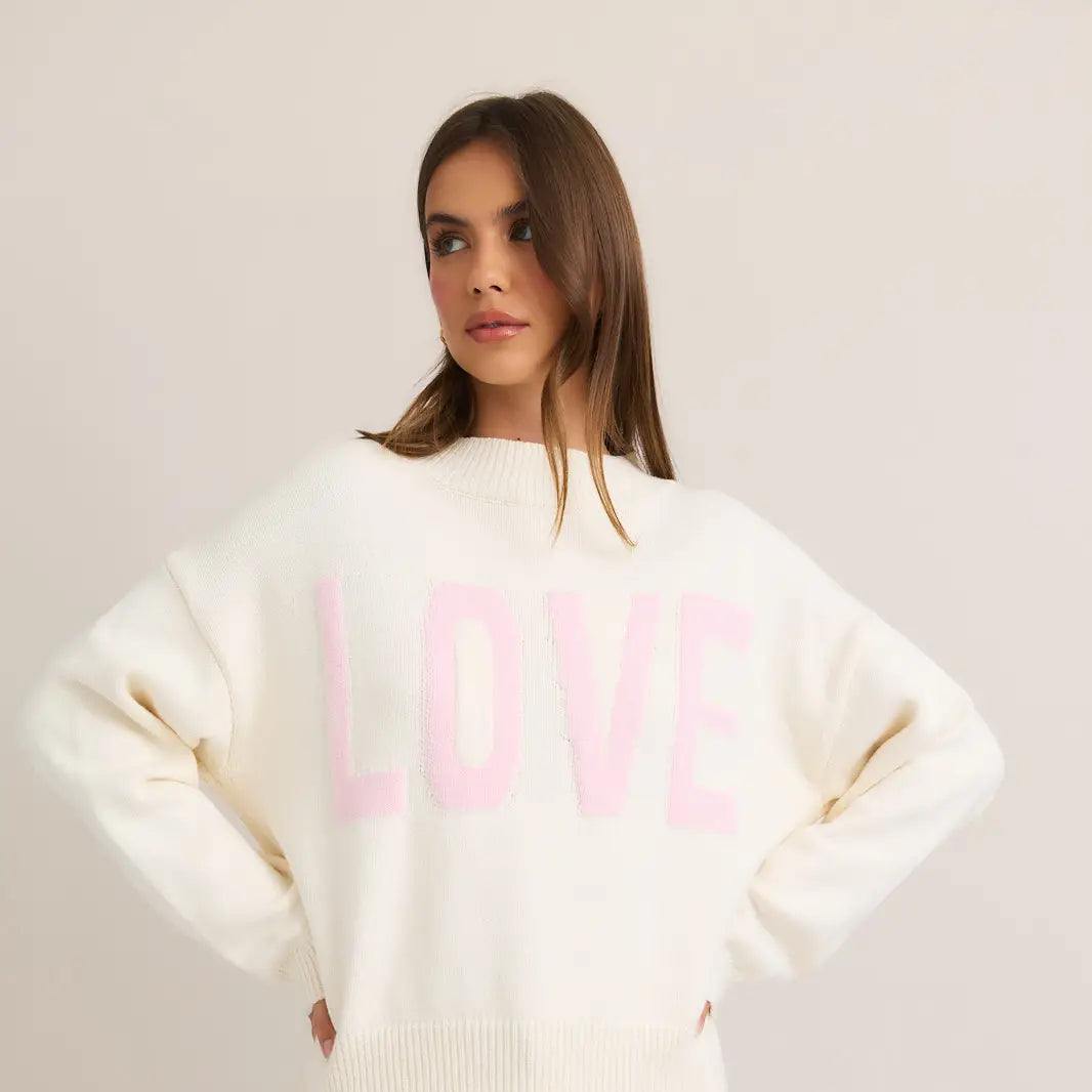 IVORY “LOVE” SWEATER