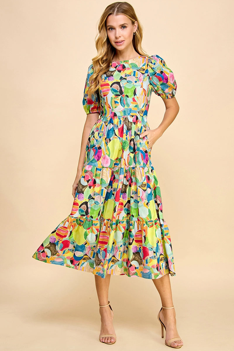 Bright and Bold Multi Color Midi Dress – To The Nines