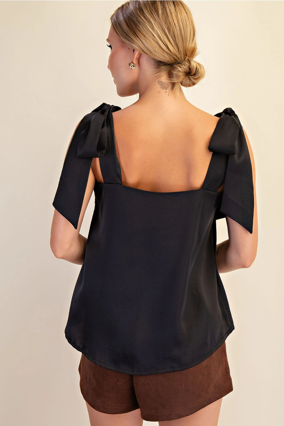Vivian Black Shoulder Tie Top