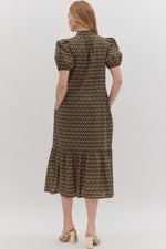 Florence Black Floral Ruffle Hem Midi Dress