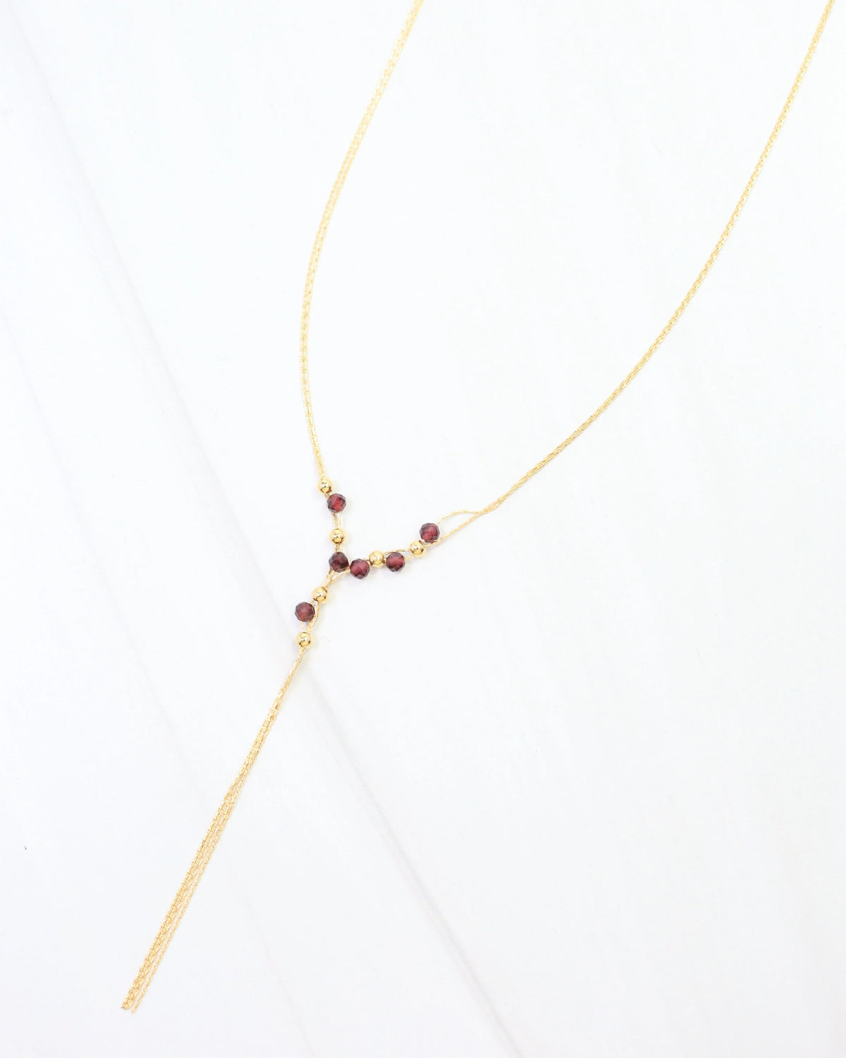 Merida Beaded Tassel Necklace -Garnet