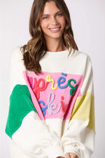 Knit Colorblock Oversized Swearshirt