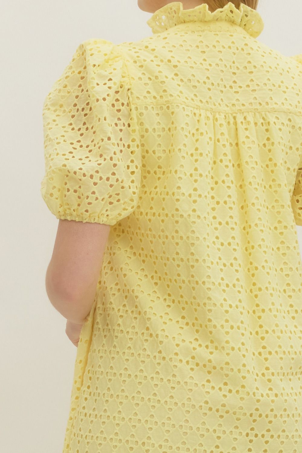 Bonnie Yellow Eyelet Midi Dress