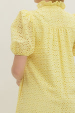 Bonnie Yellow Eyelet Midi Dress