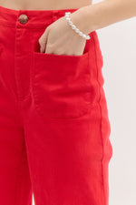 Penelope High Rise Wide Leg Pant in Red