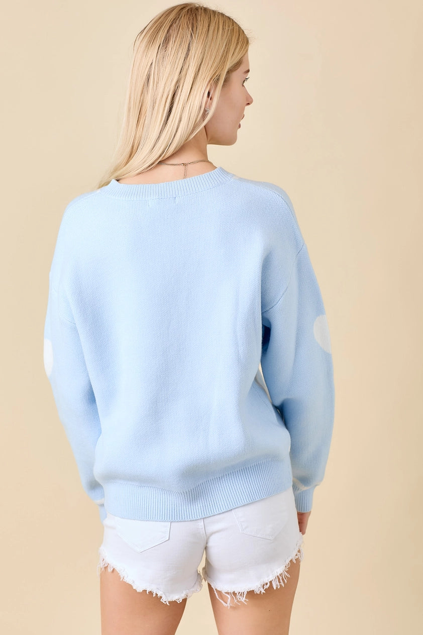 LIGHT BLUE HEART CARDIGAN