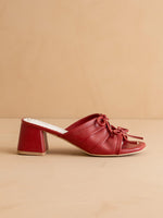 The Emerald | Red Double Bow Peep Hole Sandal