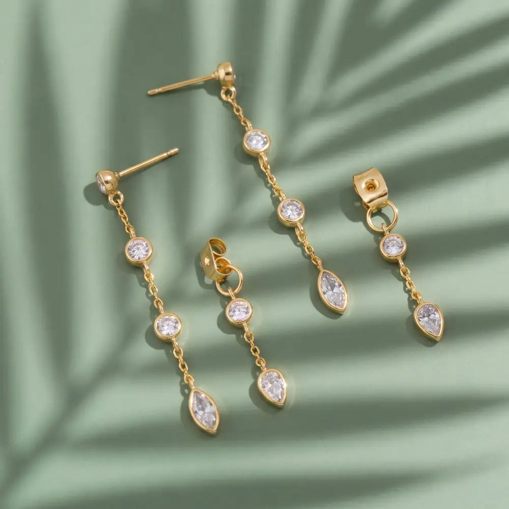 Ella Double Sided Station Chain Drop Earrings