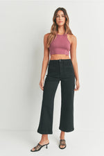 Just Black Denim PATCH POCKET WIDE LEG JEAN- Black