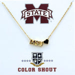 Mississippi State Gold Heart Necklace